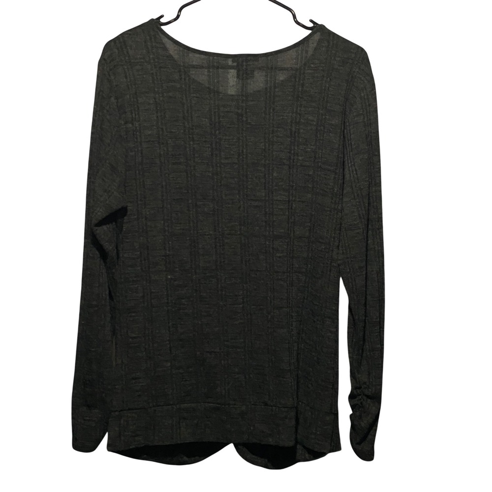 New Directions Women Dark Gray Twist Front Long Sleeve Knit Top XL - Picture 2 of 8